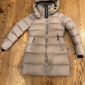 Aritzia Taupe Puffer Coat with Hood